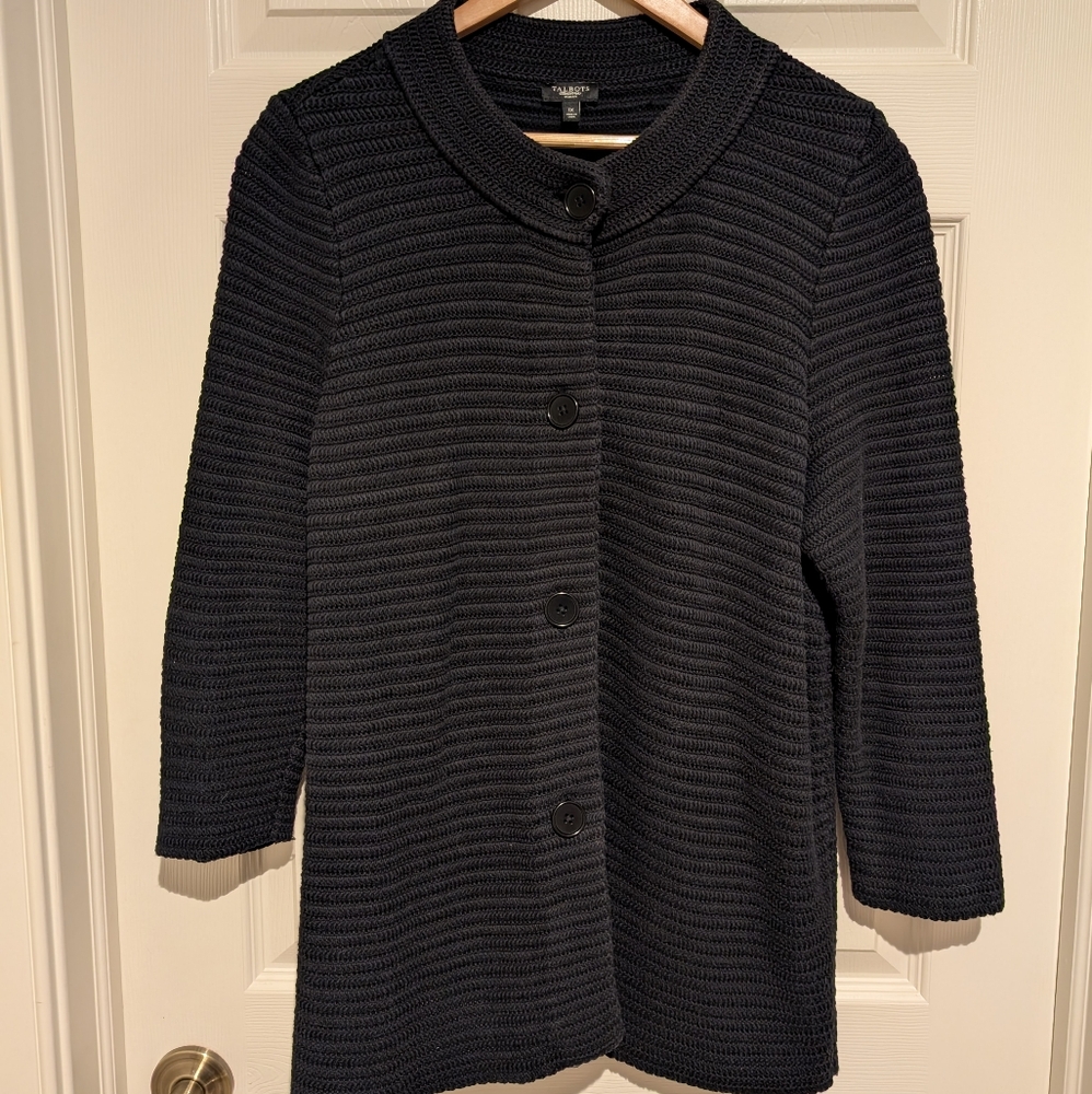 Talbot's black ribbed cardigan